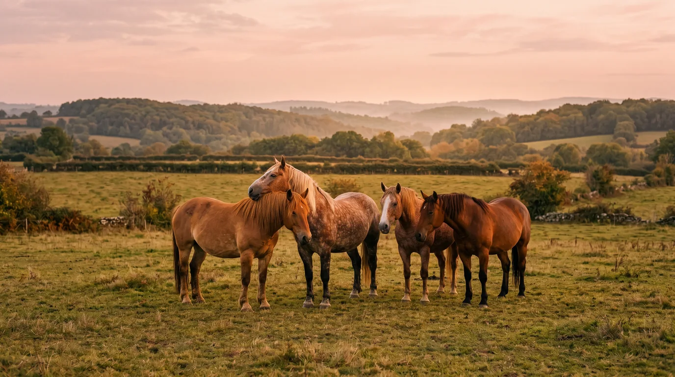 Les chevaux du Domaine Des Garennes en liberté, Dordogne